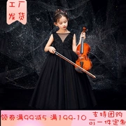 Mùa xuân và mùa hè váy trẻ em bé gái váy công chúa dài màu đen đàn piano chủ nhà cô gái hiệu suất quần áo biểu diễn violin