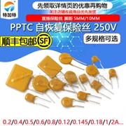 Cầu chì có thể đặt lại PPTC 250V 0,06A 0,1/0,2/0,6/0,8 1A 2A cầu chì cắm trực tiếp