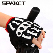 spakct骷髅关节短指手套 男女儿童自行车山地车装备 骑行半指手套