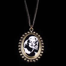 Новая Мэрилин Монро черно - белая фотография овальное кварцевое ожерелье часы карманные часы
