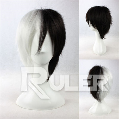 taobao agent The master of the master black man youth strange doctor black Jack projectile rim dance black and white bear short hair cos wig fake hair