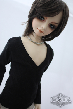 taobao agent 4 points and 3 points/17/Uncle BJD.SD V & A-gray and black stripes T-shirt --- black version