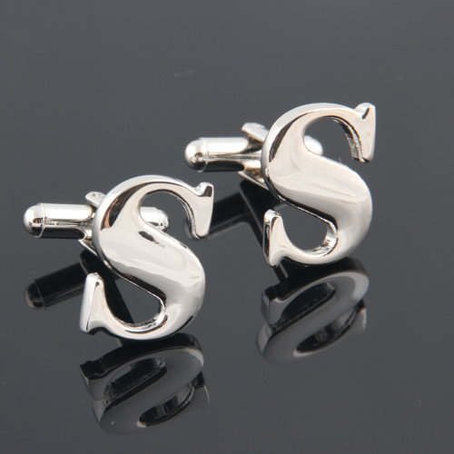 法式袖扣袖钉 男士cufflinks  字母类Capital Letter S