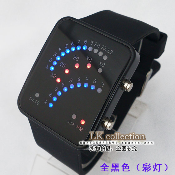 Korean fashion personality watch black screen LED lamp watch electronic watch Electronic watch is particularly non -mainstream couple watch glowing