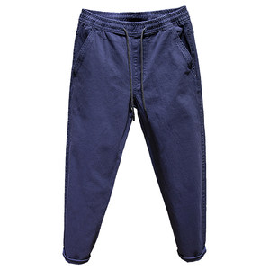 Spring fat casual pants for men with fat plus size fat man loose feet trousers high stretch Harlen dad pants trendy
