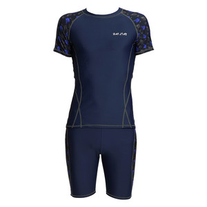 Men's swimsuit swimming short-sleeved tops boxer swim trunk suit split adult size whole body teenagers quick fuck