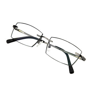
Rimless myopia glasses frames for men pure titanium men can be equipped with small frames men's diamond cut edge rimless frames