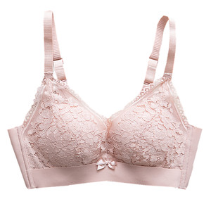 Sexy lace underwear girl with no steel rings and small breasts gathered and thickened bra flat chest AA cup thin bra