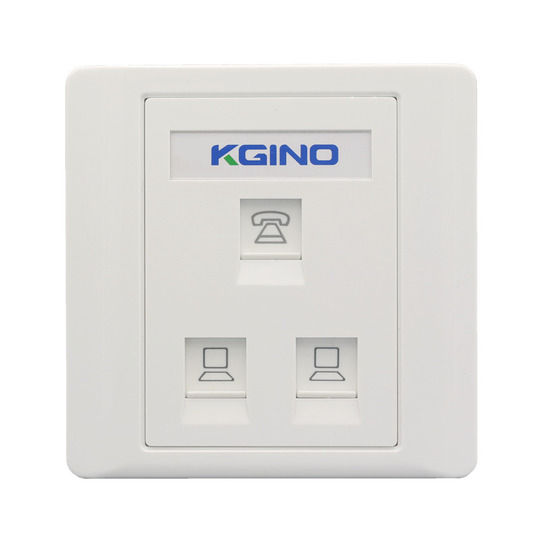 Kgino 86 Type Network & Phone Socket Panel - 2 RJ45 + 1 RJ11