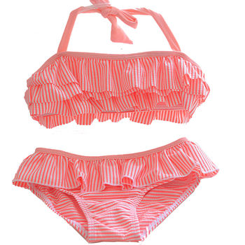 Hot spring oblique shoulder skirt -type fungus children's swimsuit girls
