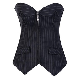 Elegant Black Chest-wrapped Slim-fitting Body-shaping Corset Suit Sexy White-collar Professional Attire Dance Performance Clothing