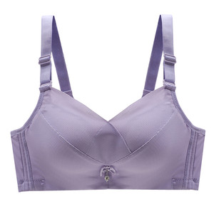 
Skin-friendly cotton-free super-collapse thickened underwear girl's ring-free adjustment bra 6CM flat-breasted small bra