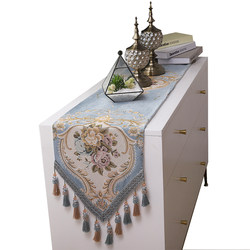 European fabric cupboard shoe cabinet tassel blue table runner