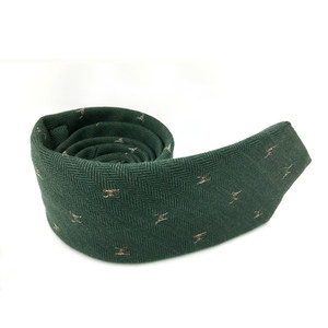 Men's animals with flower hair collar banded wine red dark green fun tie hunting animal tie casual tie
