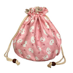 Japanese-style double-layer drawstring pocket cosmetic bag liner bag middle bag round bottom cloth bag soft fabric storage bag