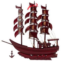 Smooth Sailing Sailing Ship Model Ship Ornaments Handmade Mahogany Crafts 68cm Official Ship Solid Wood Red Ship Wooden Ship