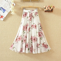 Длинная шифоновая юбка с бантиком, модное пляжное платье, средней длины, цветочный принт, А-силуэт