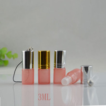 漂亮3ML粉红喷涂玻璃管制瓶滚珠瓶 分装瓶 化妆工具
