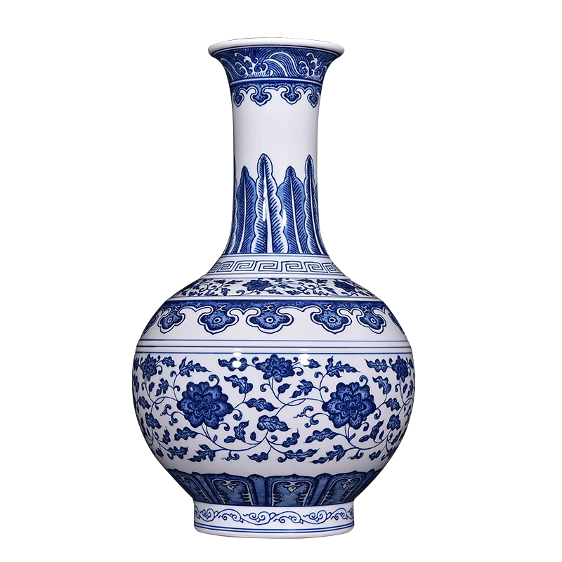 景德镇陶瓷器喜庆中国红牡丹小花瓶中式家居客厅电视柜博古架摆件 