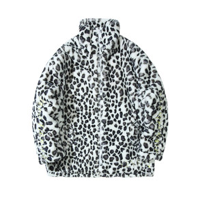 Coat Autumn/Winter Couple Leopard Pattern Fur Plush Coat Thickened Cotton Coat Men's Warm Letter Loose Hip Hop Mountain Sculpture