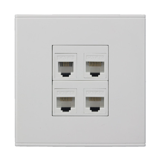 Type 86 Network & Phone Wall Plate - 3 RJ45 & 1 Cat3
