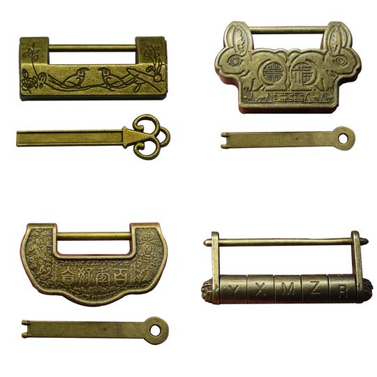 Chinese Style Antique Padlock with Old Box Design and Copper Finish