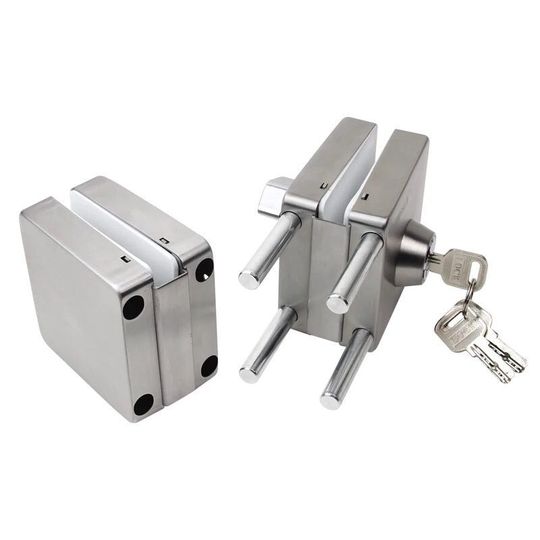 Cerradura De Puerta De Vidrio Sin Marco, Con Cerradura De Tierra Segura Para Puerta, Cerraduras De Acero Inoxidable, Para Puertas De, , large