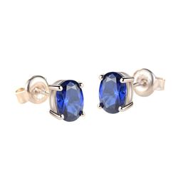 Caibao 925 Sterling Silver Blue Corundum Tourmaline Synthetic Sapphire Earring Pendant Jewelry Female 