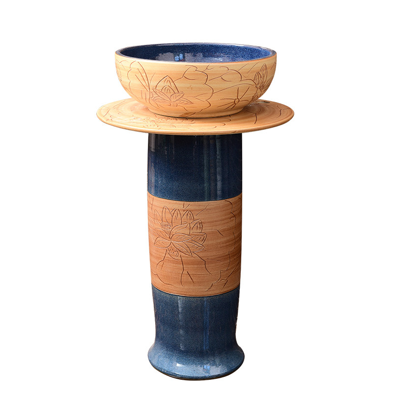 Waschbecken Keramik Blumenform Hellblau | Aufsatz-Spüle Für Waschtisch, Europäischer Stil, Ca. 41x41x15 Cm
