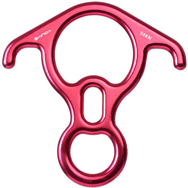 Mousqueton Descendeur En Forme De 8 Corne De Bœuf - 50KN Résistance - Aluminium Aviation 7075 - Pour Escalade, Travail Aérien, Sauvetage - Taille 17x17cm