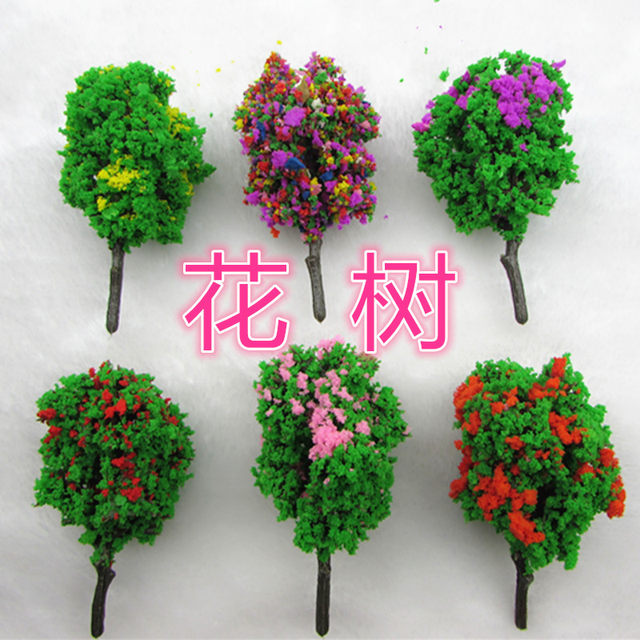 ຕາຕະລາງຊາຍແບບຈໍາລອງຕົ້ນໄມ້ DIY ວັດສະດຸເຮັດດ້ວຍມື ice cream sticks small house decoration accessories consumables plastic flower tree promotion