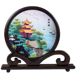 Shaping Hunan Embroidery Double-sided Embroidery Hand Embroidery Crafts Decorative Ornaments Auspicious Ruyi Frame Yueyang Tower Peony Flower