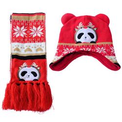 Panda House Pandahouse Children's Knitted Two-piece Hat Scarf Cartoon Cute Girl New Year Gift