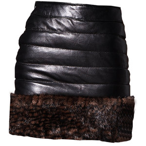 
Haining genuine leather down skirt women's 2025 autumn and winter thick fur skirt mink fur short skirt hip skirt leather pants skirt