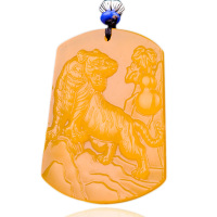 Huanglong Jade Tiger Zodiac Pendant Necklace For Men And Women