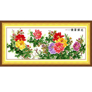 完成品✨美品 ハンドメイド クロスステッチ 刺繍 牡丹 お花 花瓶