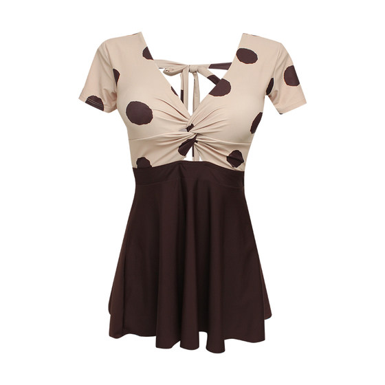 Swimsuit female bubble hot spring summer conservative meat large size fat MM obviously thin covered belly DemonLolita conjoined swimsuit
