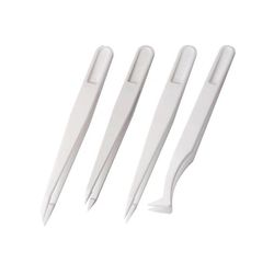 Plastic tweezers White PE insulated tweezers Electronic repair pointed head flat head round head dust-free plastic tweezers pliers