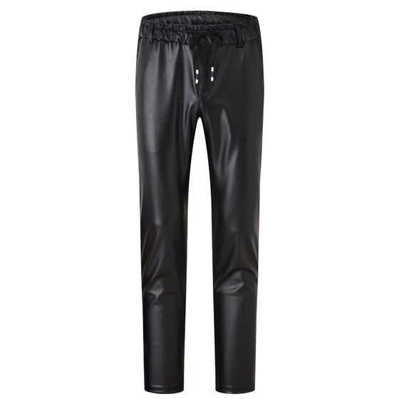 Summer and autumn thin leather pants men's slim Korean high -elastic single -layer motorcycle men's waterproof tights pants