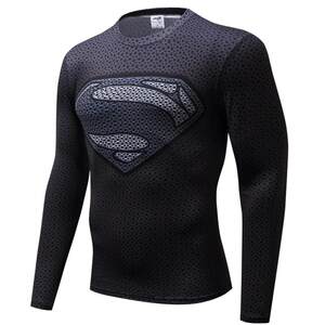 Printing sports fitness clothing Superman Beauty Captain Tights Type T -shirt Men's Long Sleeve Iron Man Speed ​​Dry Clothes Riding Running

