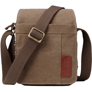 Troop canvas men's bag minimalist shoulder bag men's bag European and American leisure British retro bag oblique cross -shoulder bag