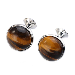 Light Luxury French Cufflinks, High-quality Tiger Eye Stone Cufflinks, Fashionable Men's French Shirt Cuff Nails, Classic Business Gifts