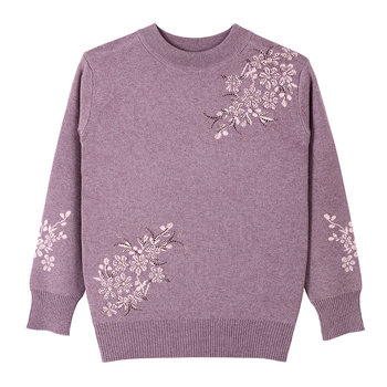 Elderly, winter clothes female mother thickened sweater semi -high -necked covered head sweater, grandmother weaving bottoming shirt, top
