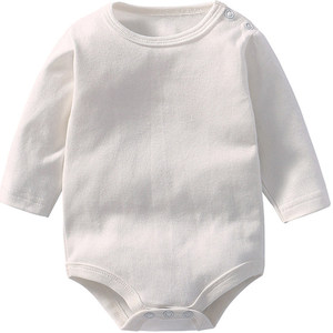 
Baby pure cotton vest base spring, summer, autumn and winter triangle bag long short sleeve pure white male and female baby one-piece garment