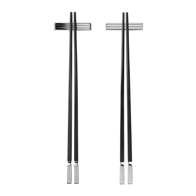 乔治杰生Georg Jensen檀木筷子不锈钢筷架套装礼盒轻奢乔新居礼品