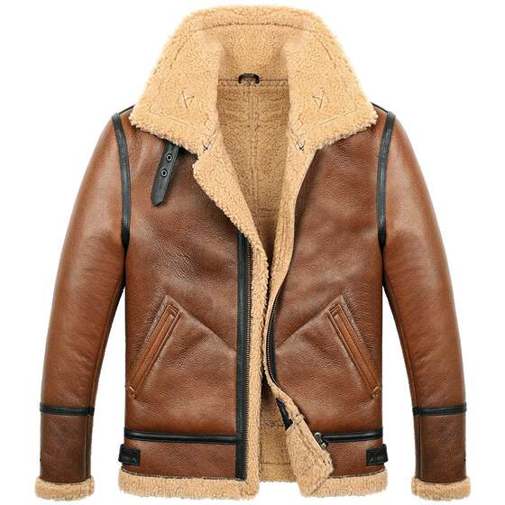 Australian imported leather leather coat men's lapel fur all -in -one leather real hair, thick coat, winter new fur