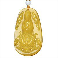 Huanglong Jade Guanyin Bodhisattva Pendant Necklace For Men