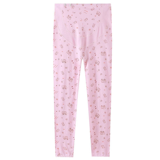 Pregnant women autumn pants pure cotton nipple pants pajamas lining pants single -piece stamp pregnant women all cotton can adjust the belly -loving autumn pants
