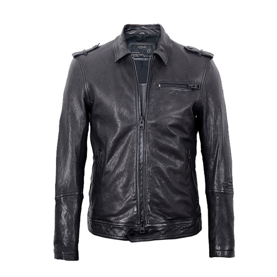 Leather Merchant Men+British vegetable tannant cotton leather coat men's jacket lapel zipper European and American retro locomotive LM9141A
