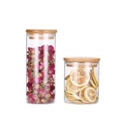 Bamboo wood high borosilicate tea dried fruit medicinal herb sealed jar